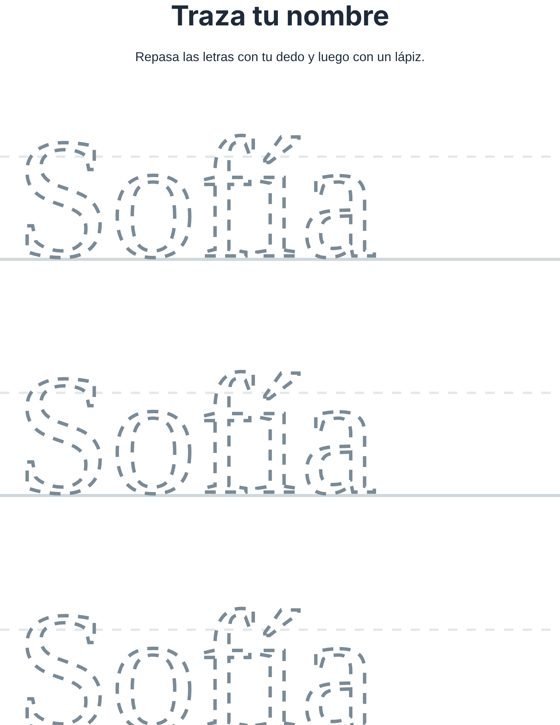 Ficha para trazar el nombre